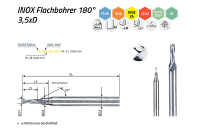 TARGETDRILL INOX-Flatdrill 180° — Ansicht 1